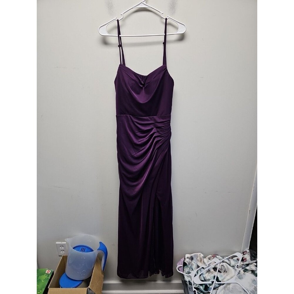 Azazie Teyana Dusk Chiffon Sheath Pleated Floor Length Dress Bridesmaid Dress A4